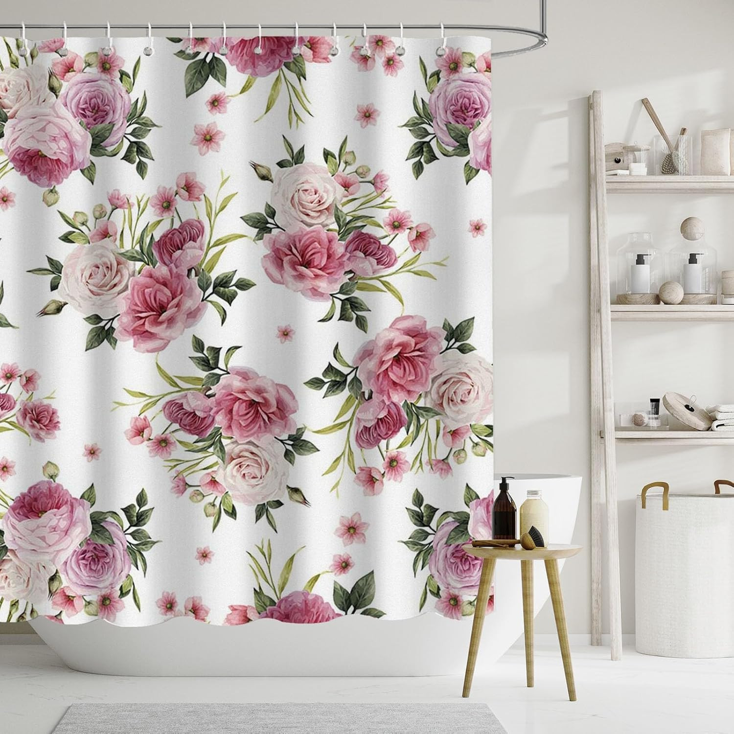 Custom Printed Bath Curtain — custom printed polyester bath curtain detail view