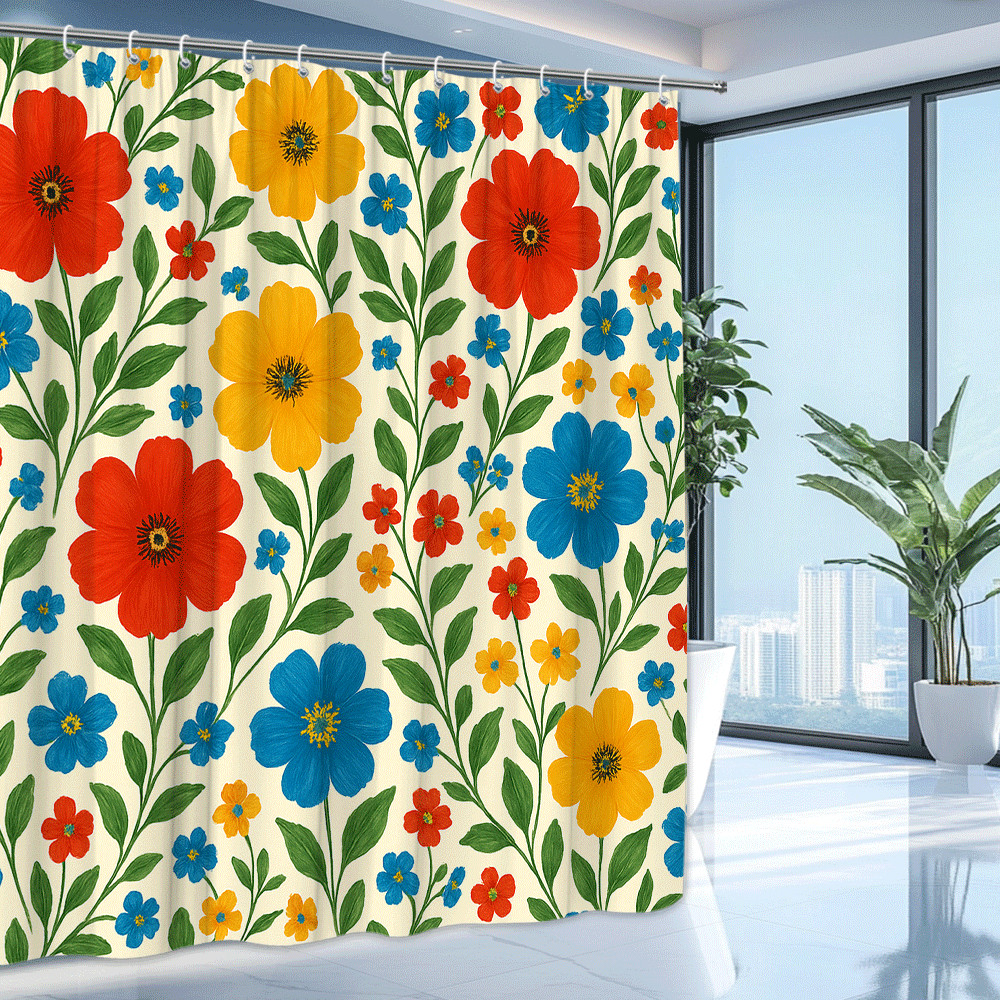 Custom Printed Bath Curtain — custom printed polyester bath curtain detail view