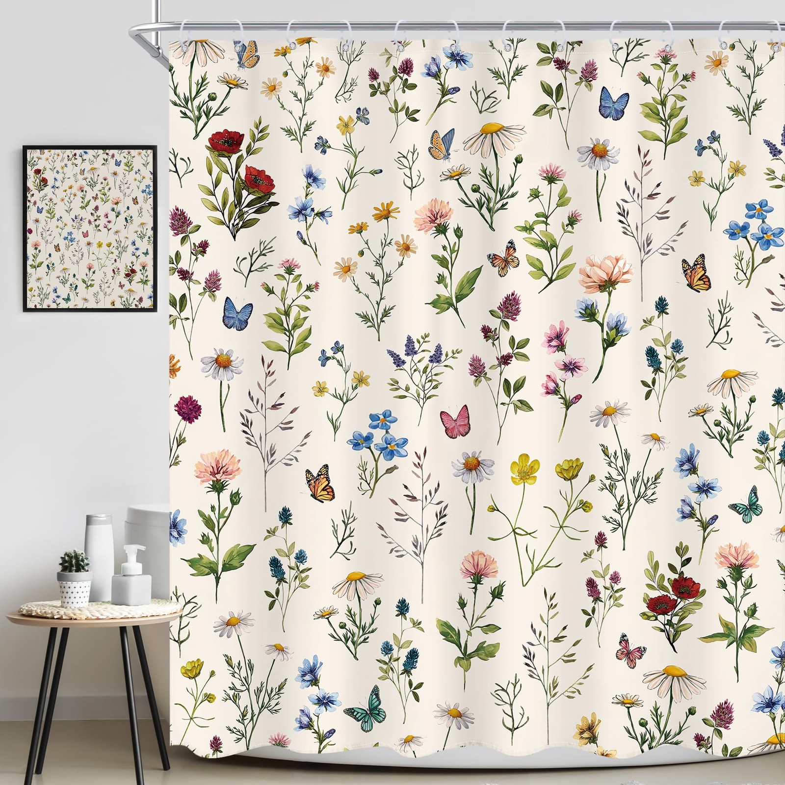 Custom Printed Bath Curtain — custom printed polyester bath curtain detail view