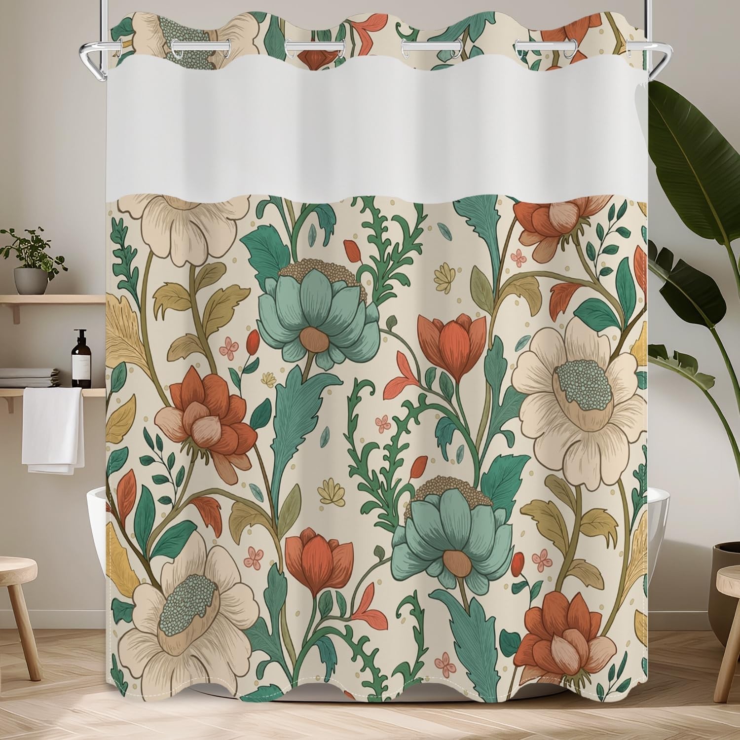 Custom Printed Bath Curtain — custom printed polyester bath curtain detail view