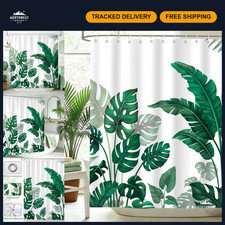 Tropical Dark Green Palm Leaves Shower Curtain 72x78 - Summer Bathroom Decor — custom printed polyester bath curtain