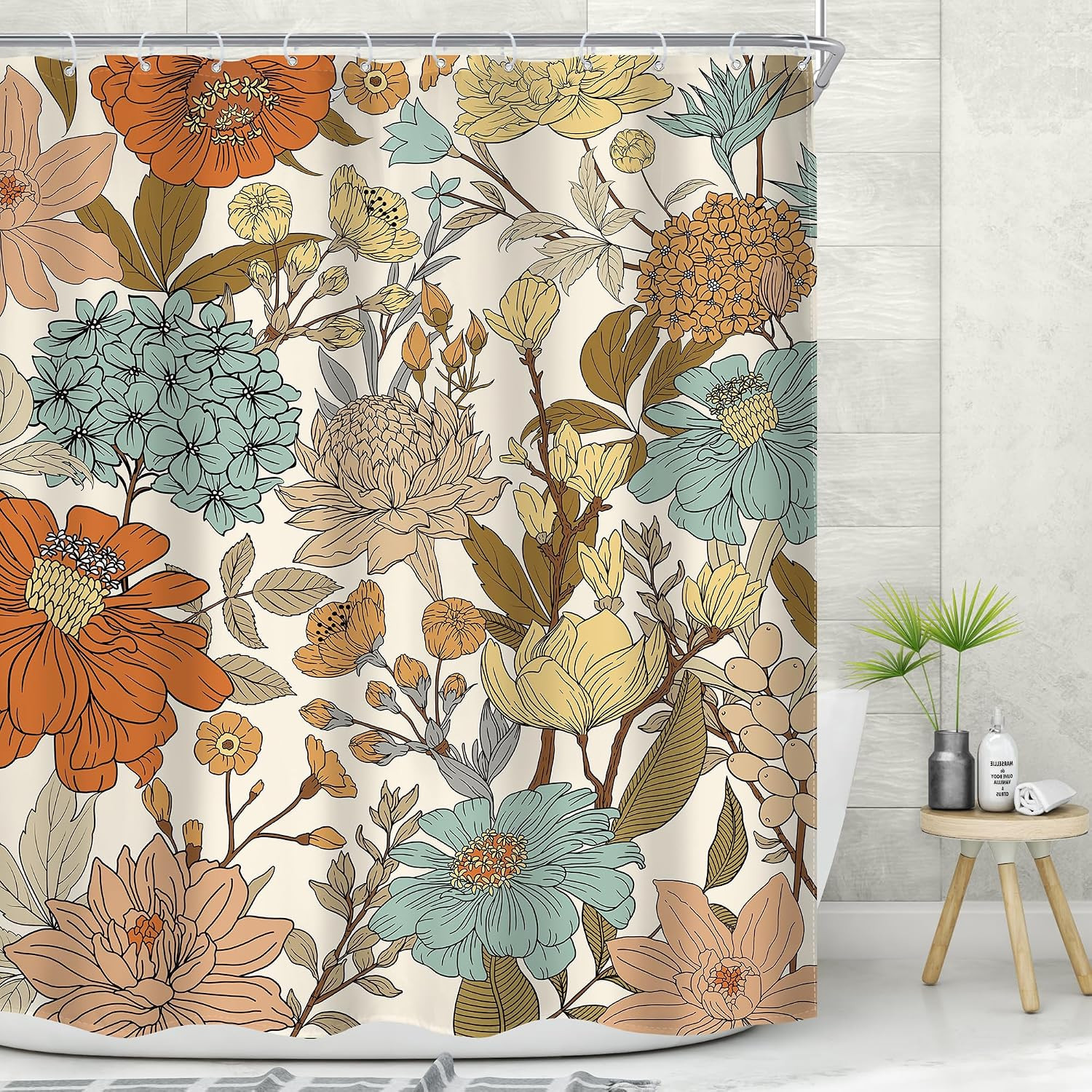 Custom Printed Bath Curtain — custom printed polyester bath curtain detail view
