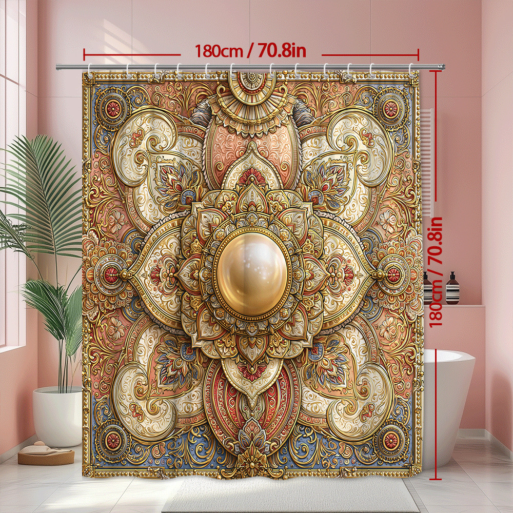 Custom Printed Bath Curtain — custom printed polyester bath curtain detail view