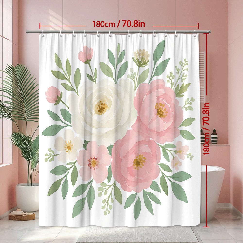 Custom Printed Bath Curtain — custom printed polyester bath curtain detail view