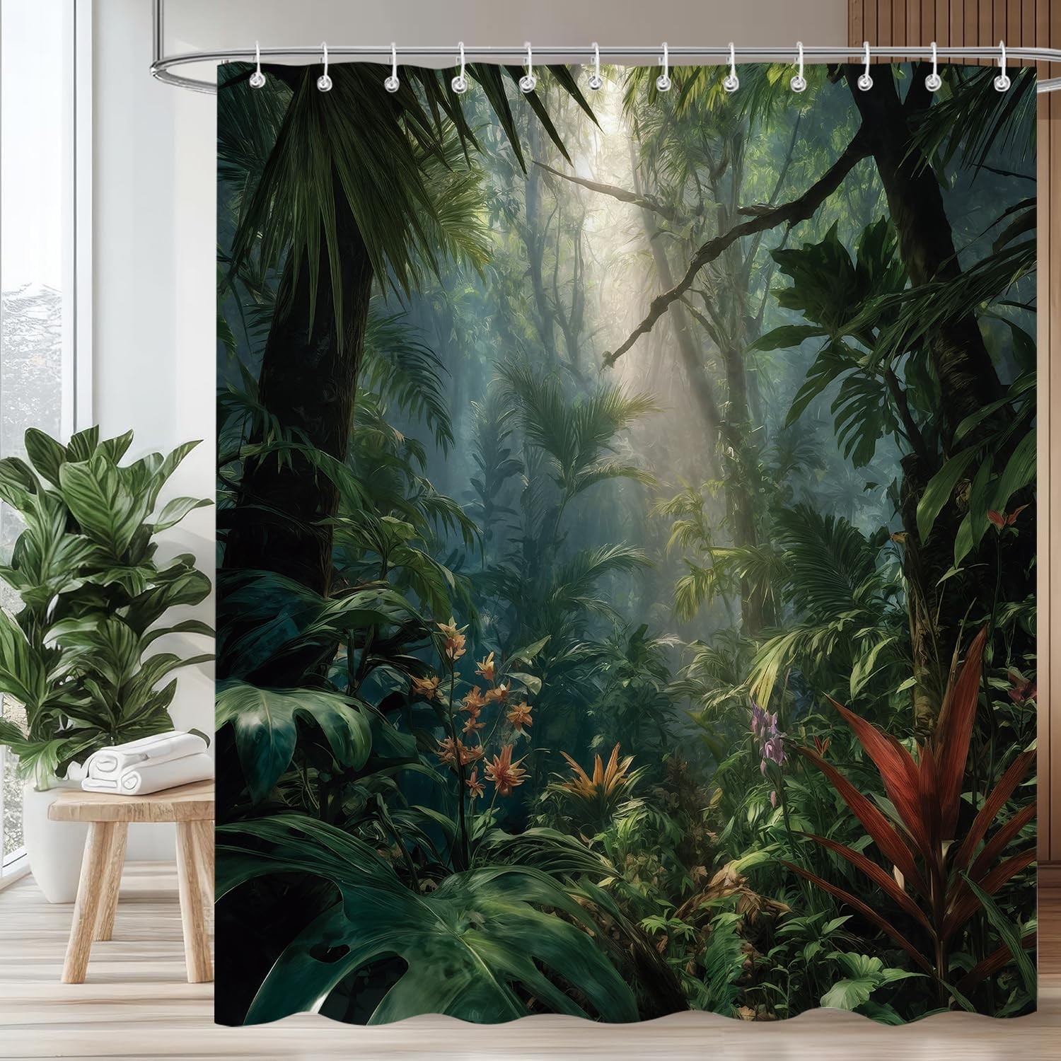 Custom Printed Bath Curtain — custom printed polyester bath curtain detail view