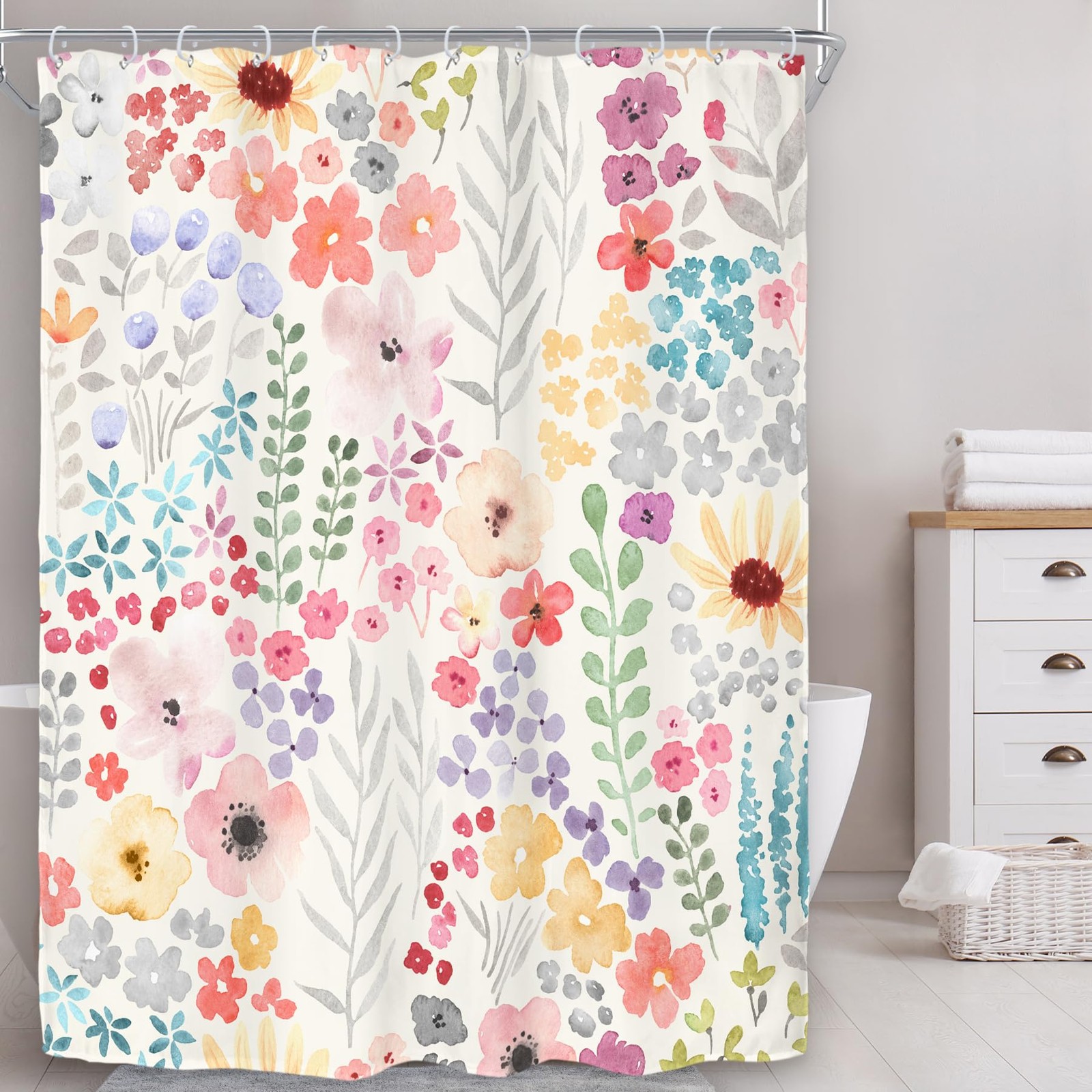 Custom Printed Bath Curtain — custom printed polyester bath curtain detail view