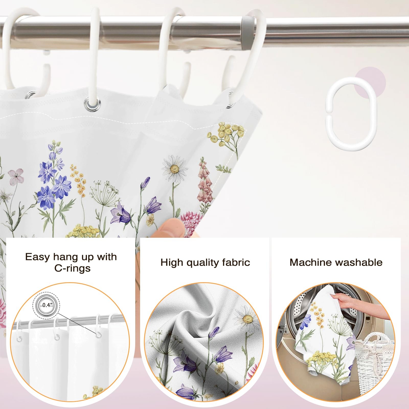 Custom Printed Bath Curtain — custom printed polyester bath curtain detail view