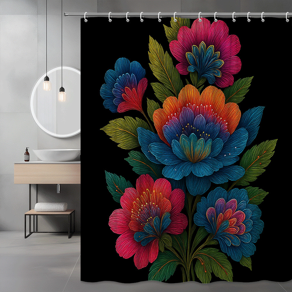 Custom Printed Bath Curtain — custom printed polyester bath curtain