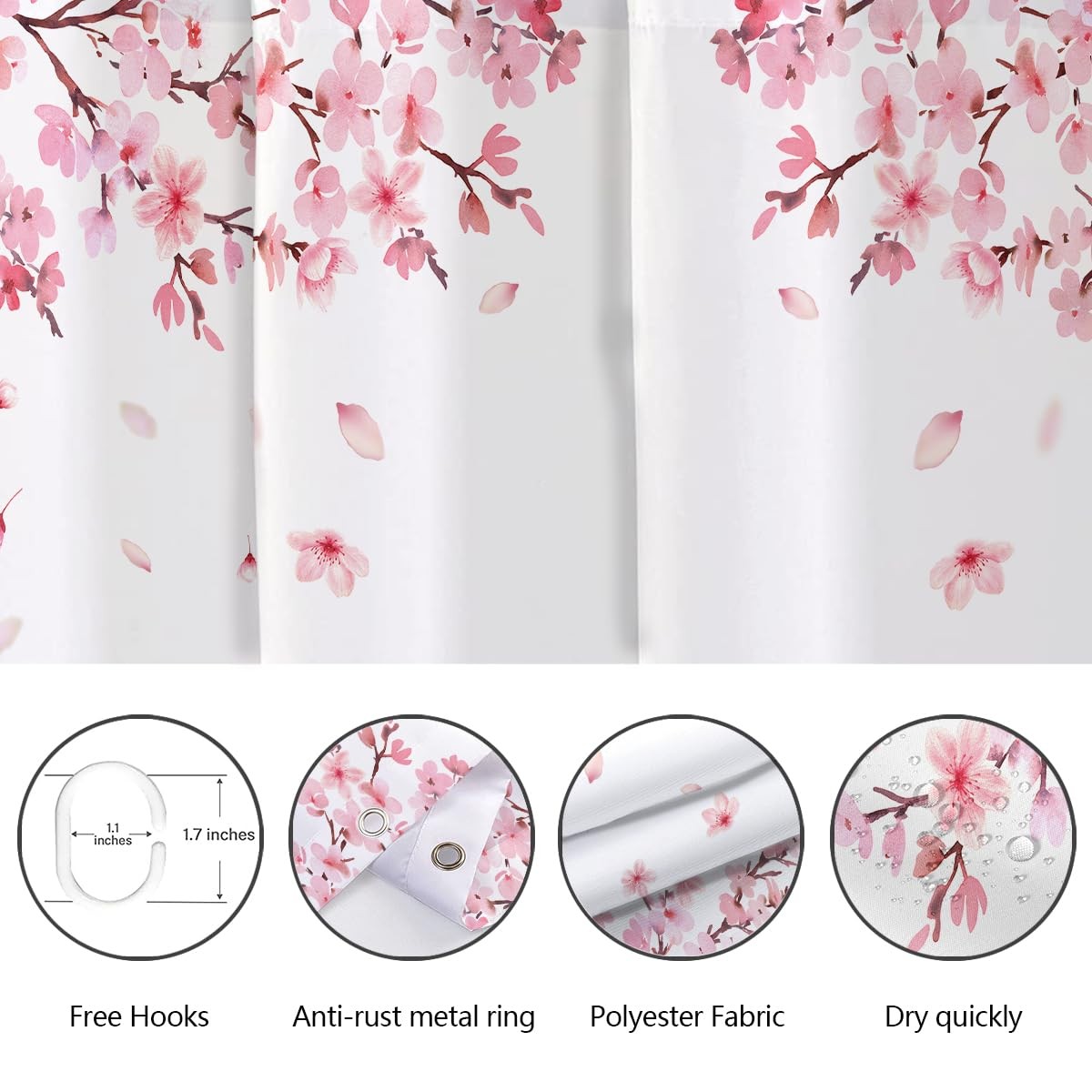 Custom Printed Bath Curtain — custom printed polyester bath curtain detail view