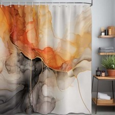 Orange Marble Shower Curtain Abstract Modren Crack Colorful Bathroom Decor, — custom printed polyester bath curtain