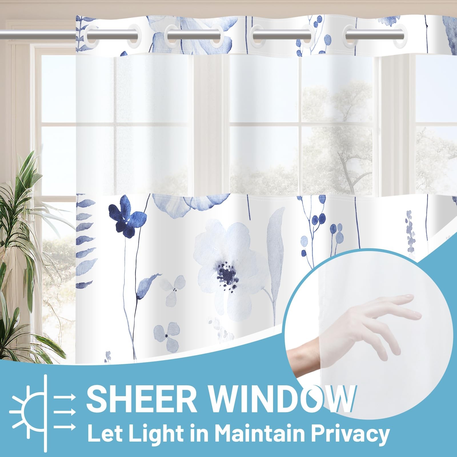 Custom Printed Bath Curtain — custom printed polyester bath curtain detail view