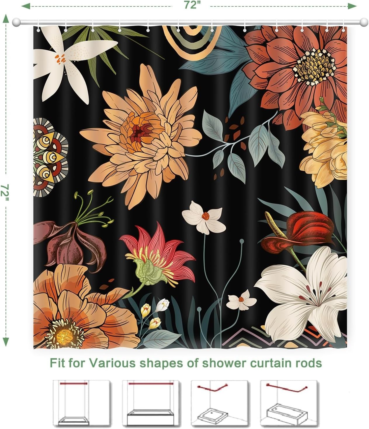 Custom Printed Bath Curtain — custom printed polyester bath curtain detail view