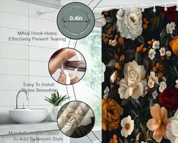 Custom Printed Bath Curtain — custom printed polyester bath curtain detail view