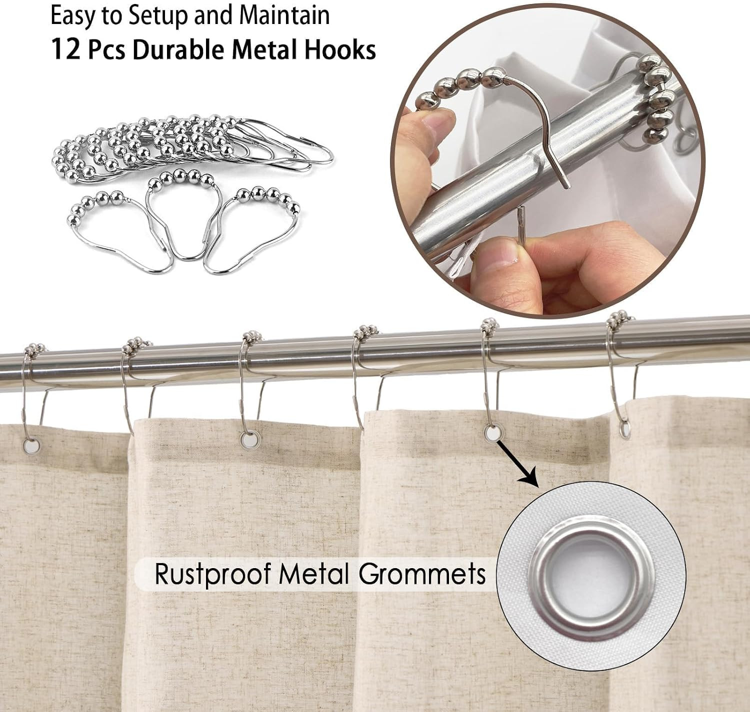 Custom Printed Bath Curtain — custom printed polyester bath curtain detail view
