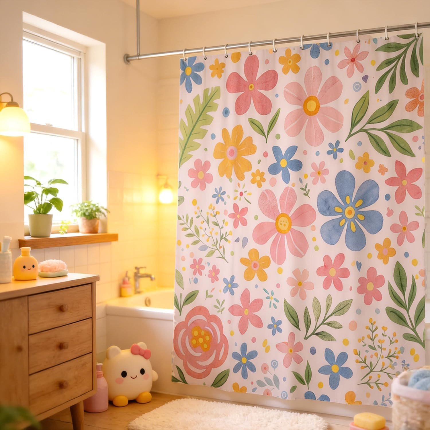 Custom Printed Bath Curtain — custom printed polyester bath curtain detail view