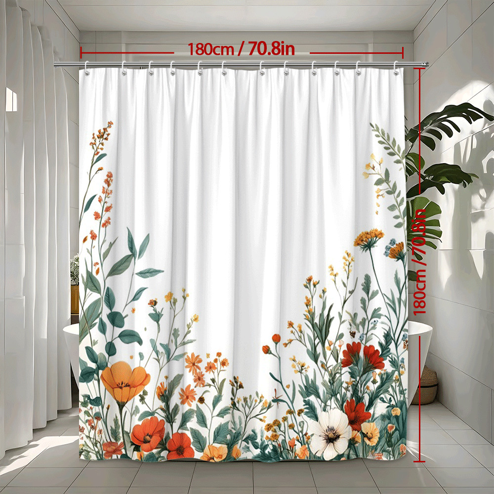 Custom Printed Bath Curtain — custom printed polyester bath curtain detail view