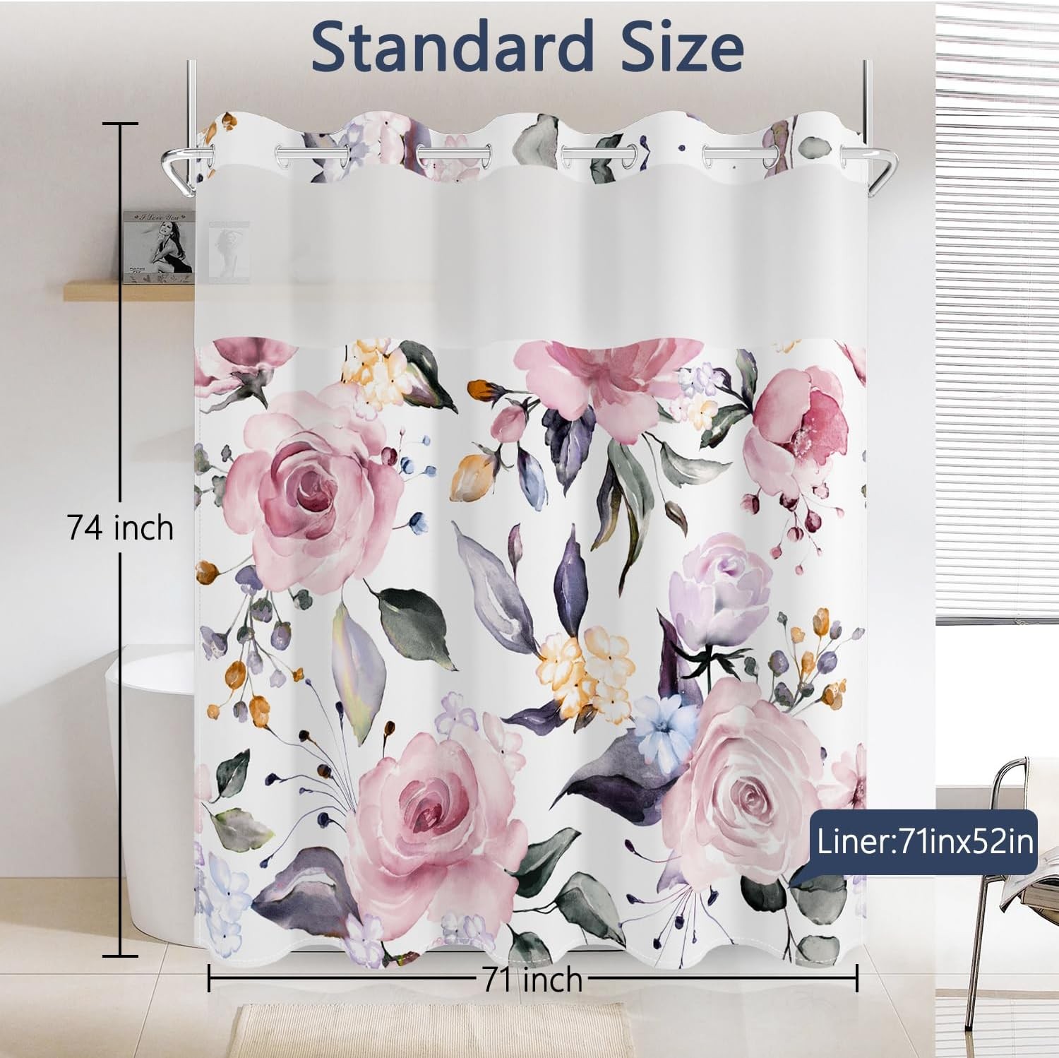 Custom Printed Bath Curtain — custom printed polyester bath curtain detail view