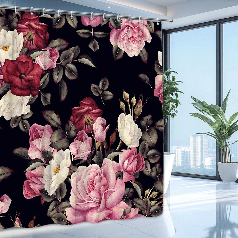 Custom Printed Bath Curtain — custom printed polyester bath curtain detail view