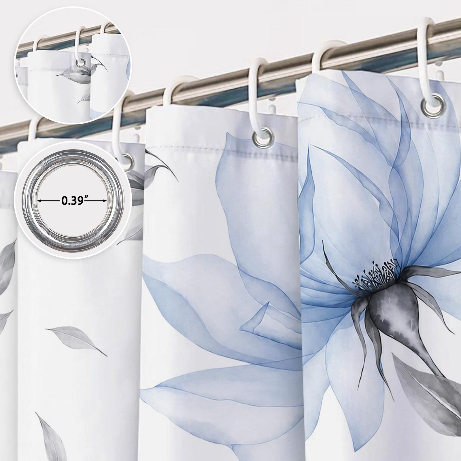 Custom Printed Bath Curtain — custom printed polyester bath curtain detail view