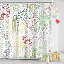 Cute Floral Shower Curtain 60x72 Boho 60"W x 72"L (Pack of 1) Sage Green — custom printed polyester bath curtain