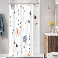 Small Stall Shower Curtain 36 X 72, Narrow Half Watercolor Floral Fabric Shower — custom printed polyester bath curtain