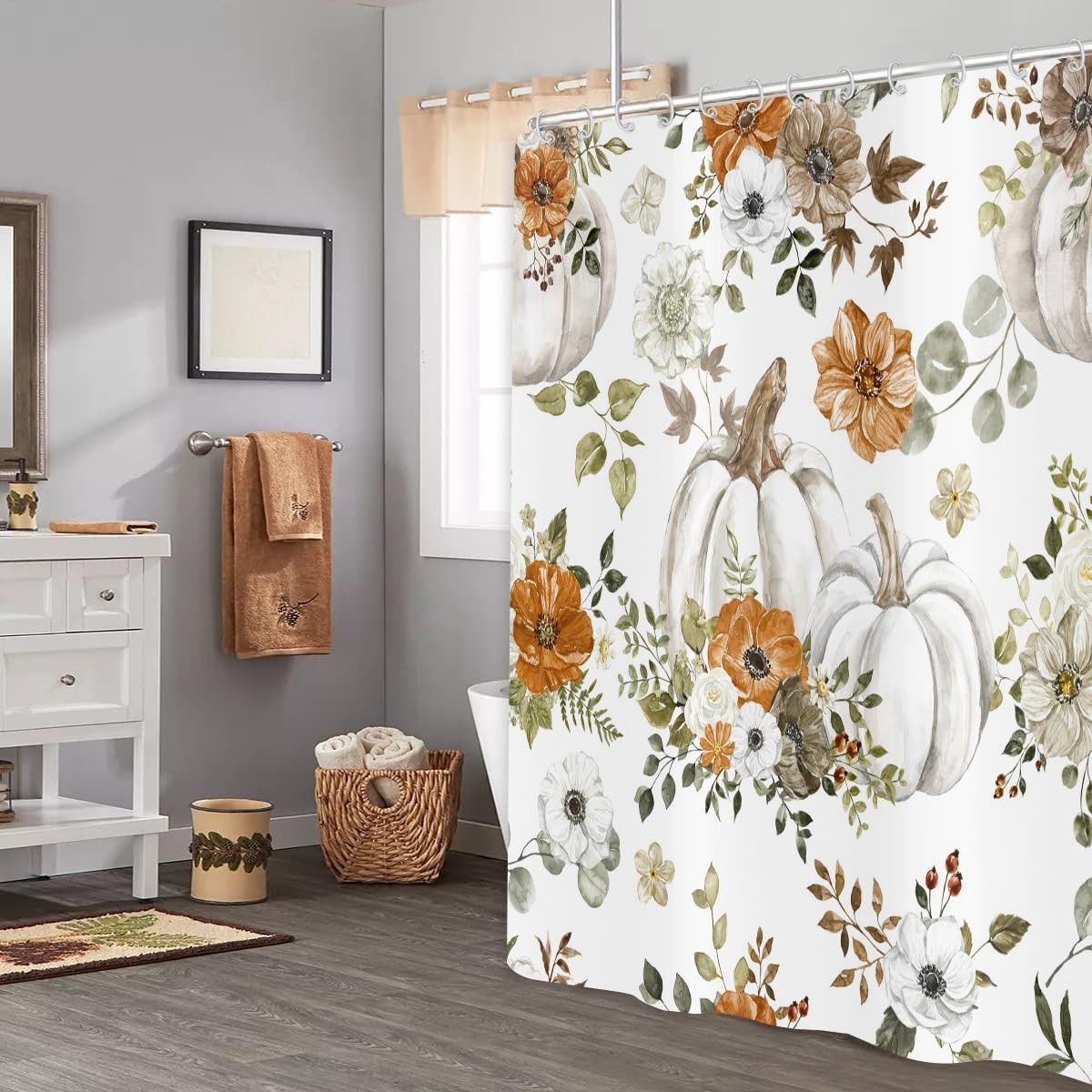 Custom Printed Bath Curtain — custom printed polyester bath curtain detail view