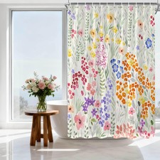 Small Stall Rv Colorful Floral Shower Curtain,36 X 72 Inch Cute Kids Watercol... — custom printed polyester bath curtain