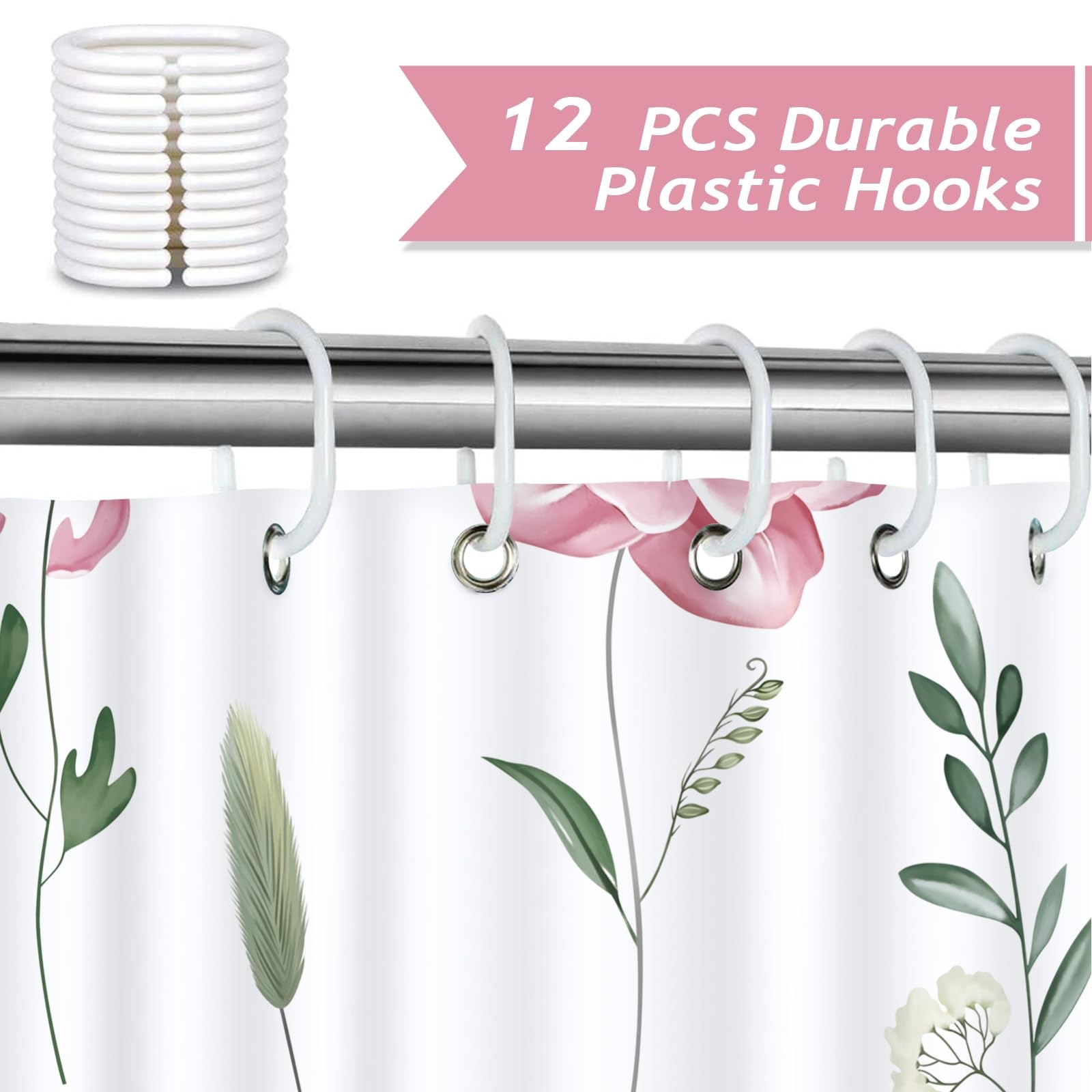 Custom Printed Bath Curtain — custom printed polyester bath curtain detail view