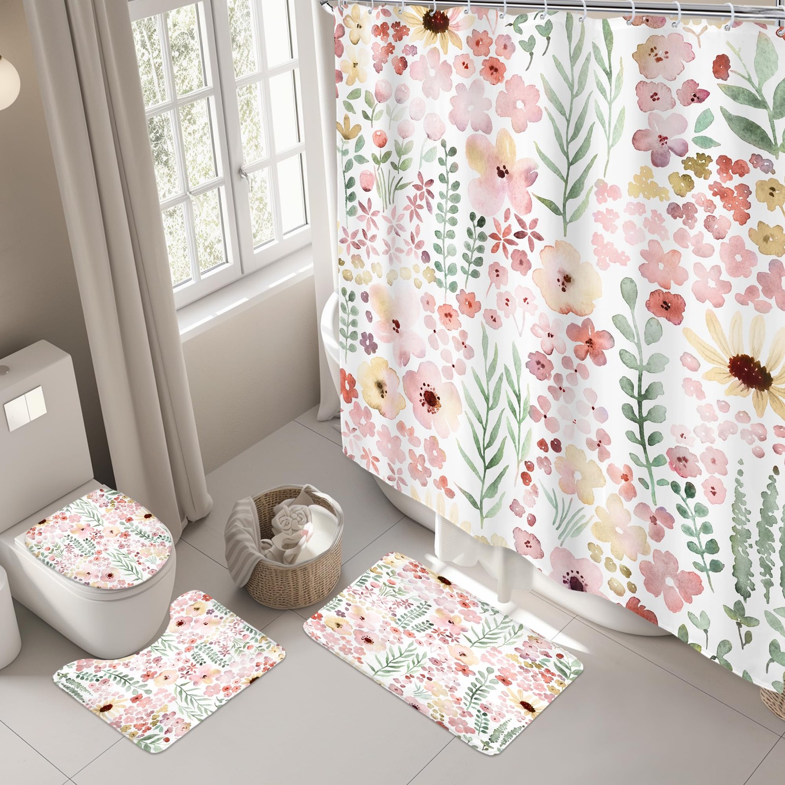 Custom Printed Bath Curtain — custom printed polyester bath curtain detail view