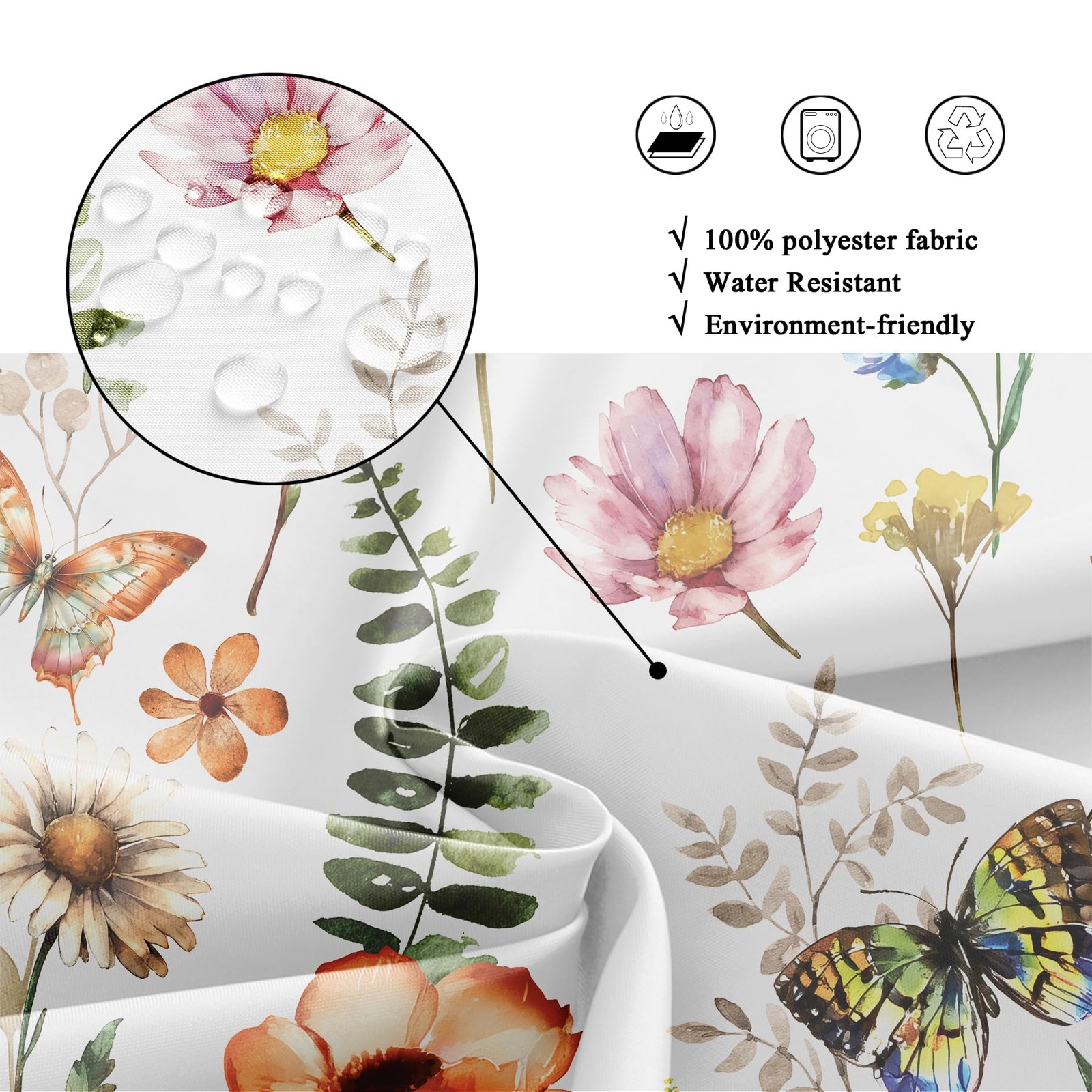 Custom Printed Bath Curtain — custom printed polyester bath curtain detail view