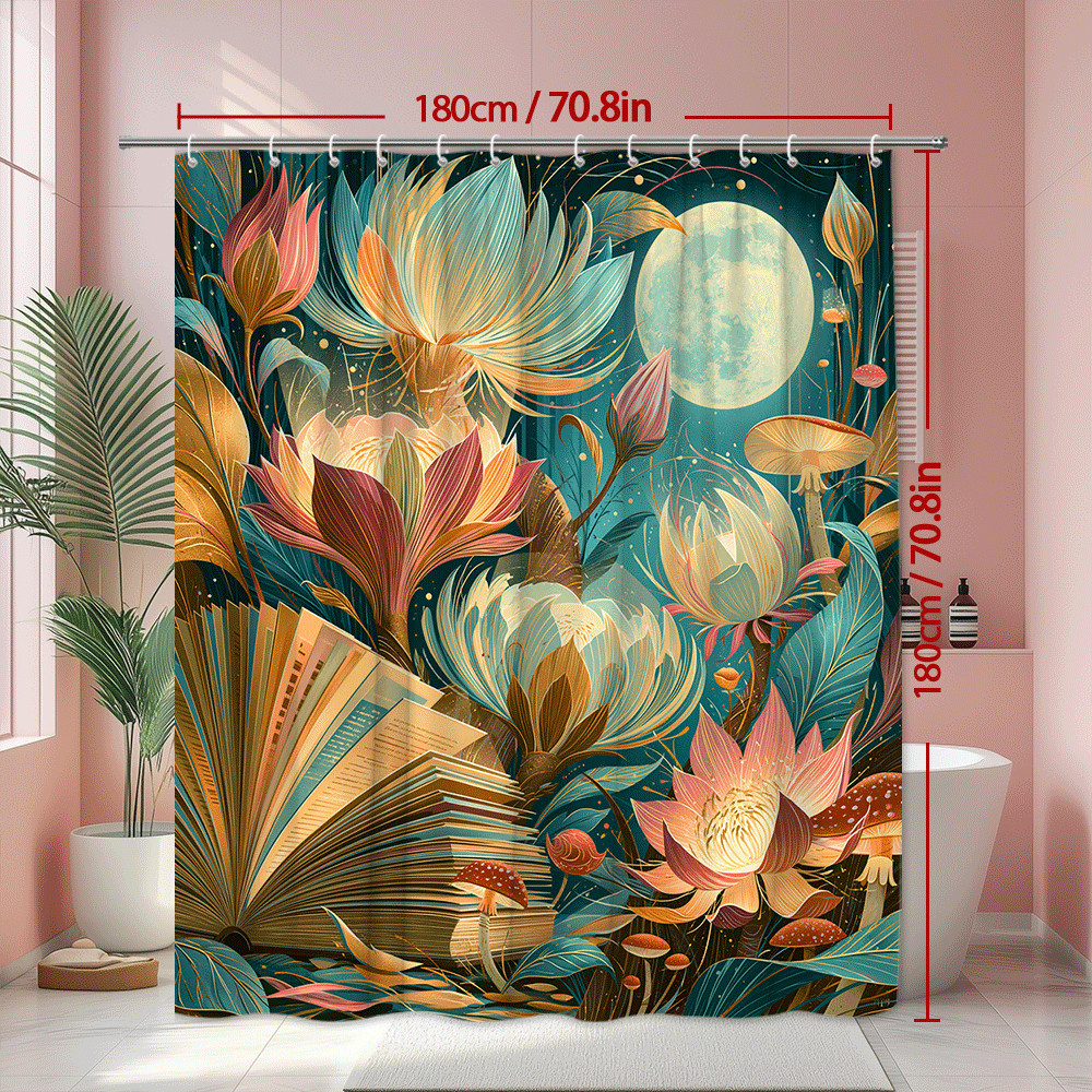 Custom Printed Bath Curtain — custom printed polyester bath curtain detail view