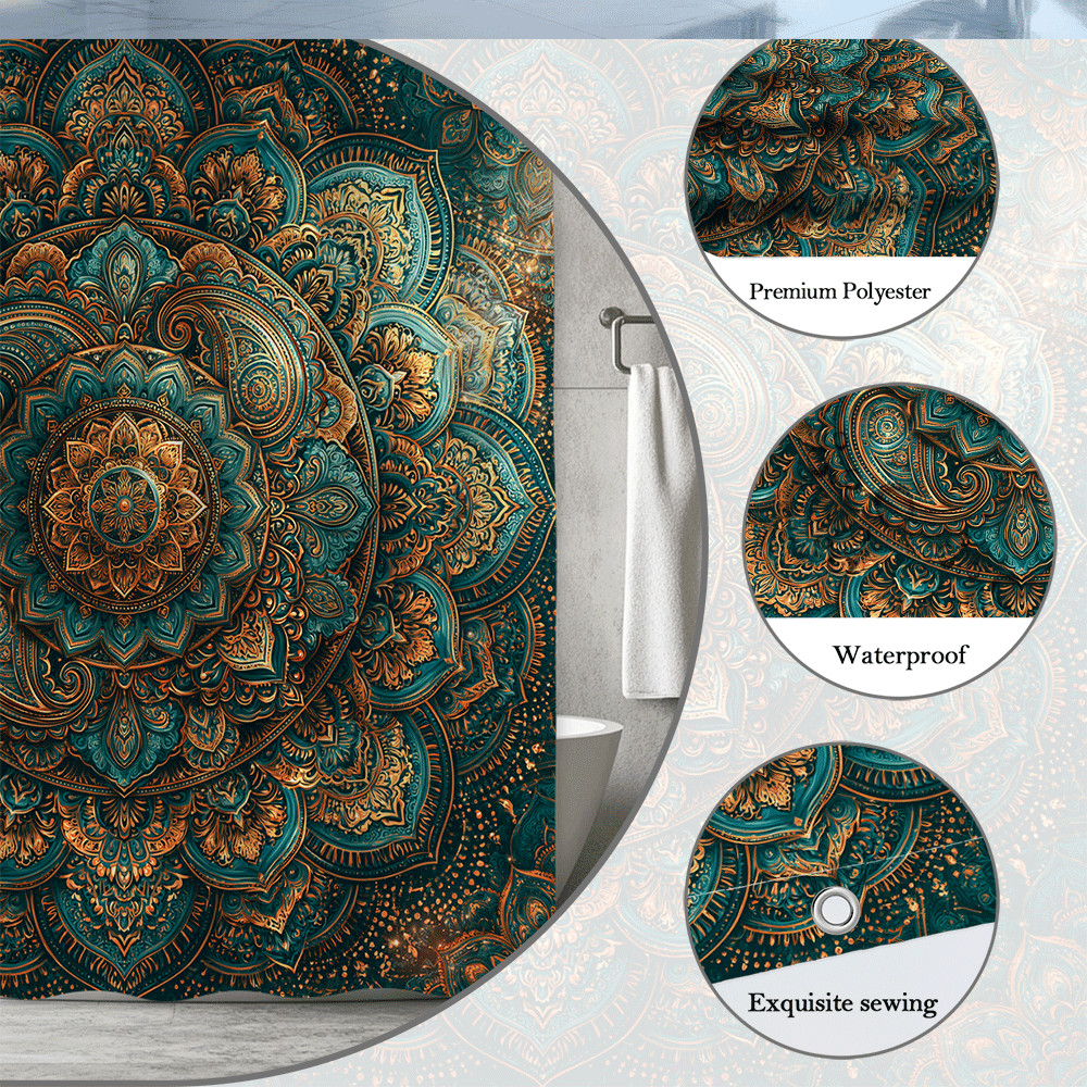Custom Printed Bath Curtain — custom printed polyester bath curtain detail view