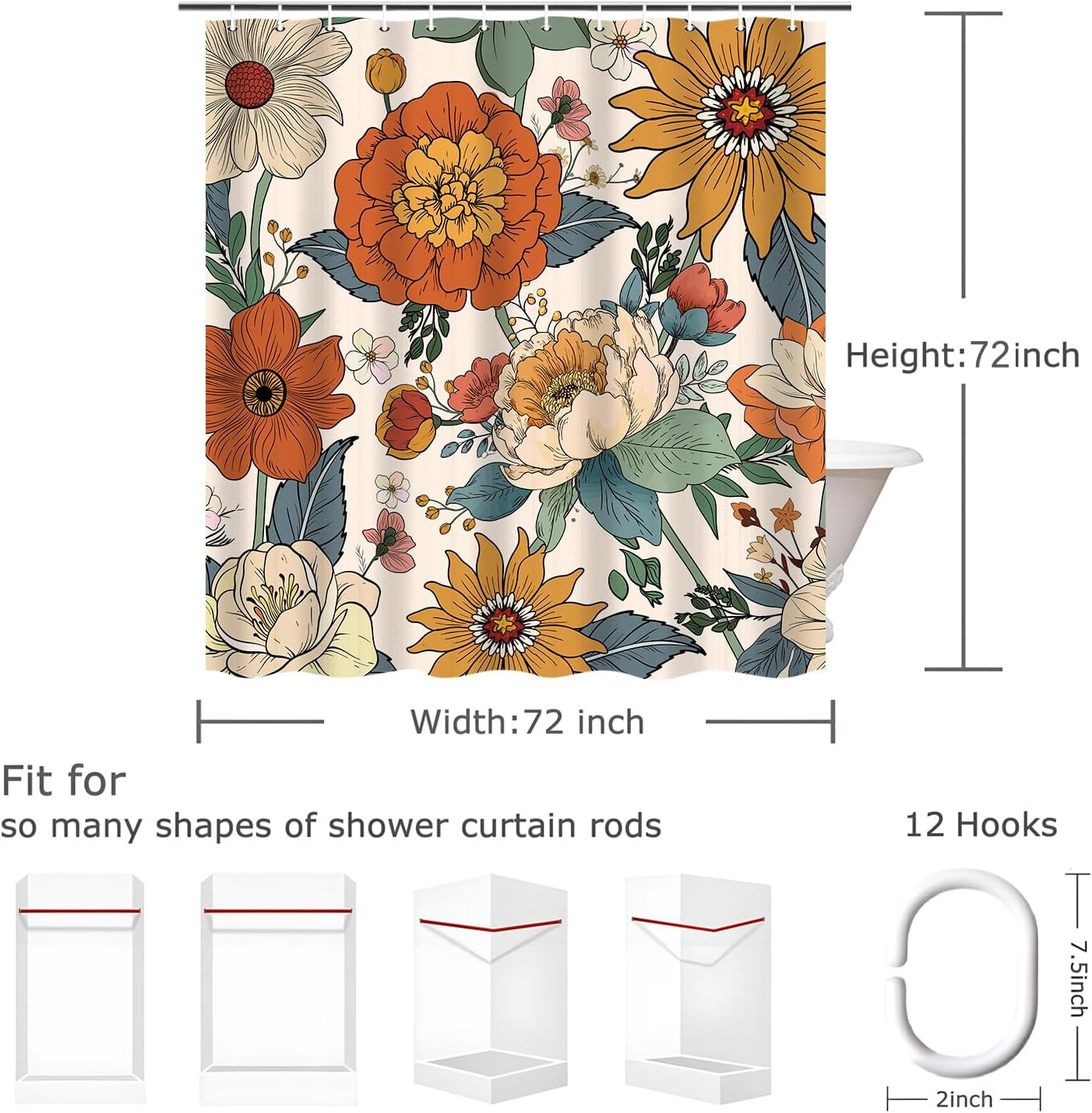 Custom Printed Bath Curtain — custom printed polyester bath curtain detail view