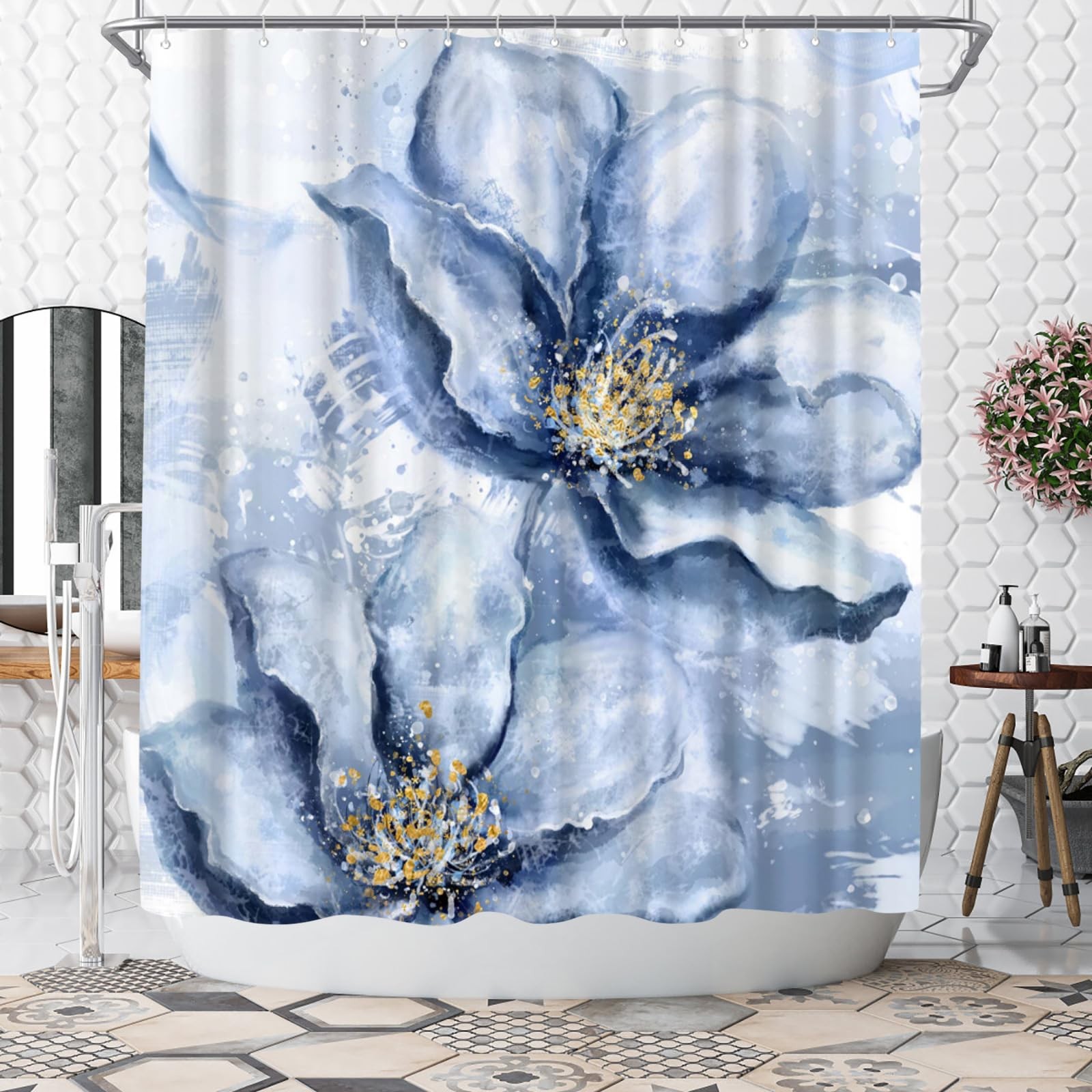 Custom Printed Bath Curtain — custom printed polyester bath curtain