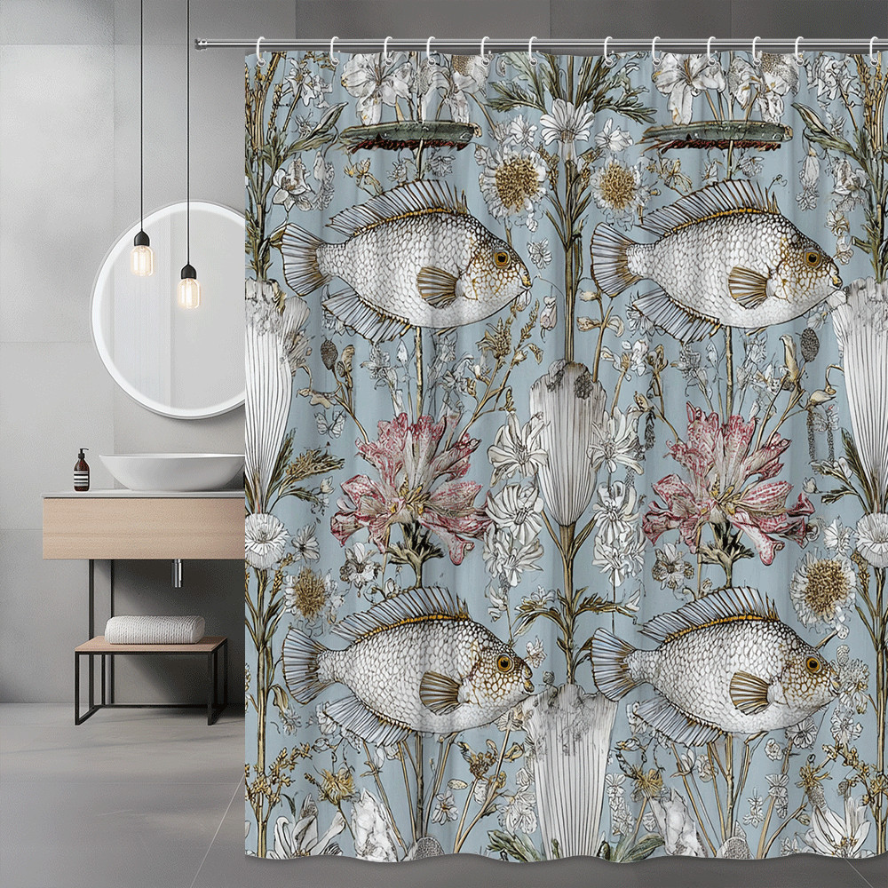 Custom Printed Bath Curtain — custom printed polyester bath curtain