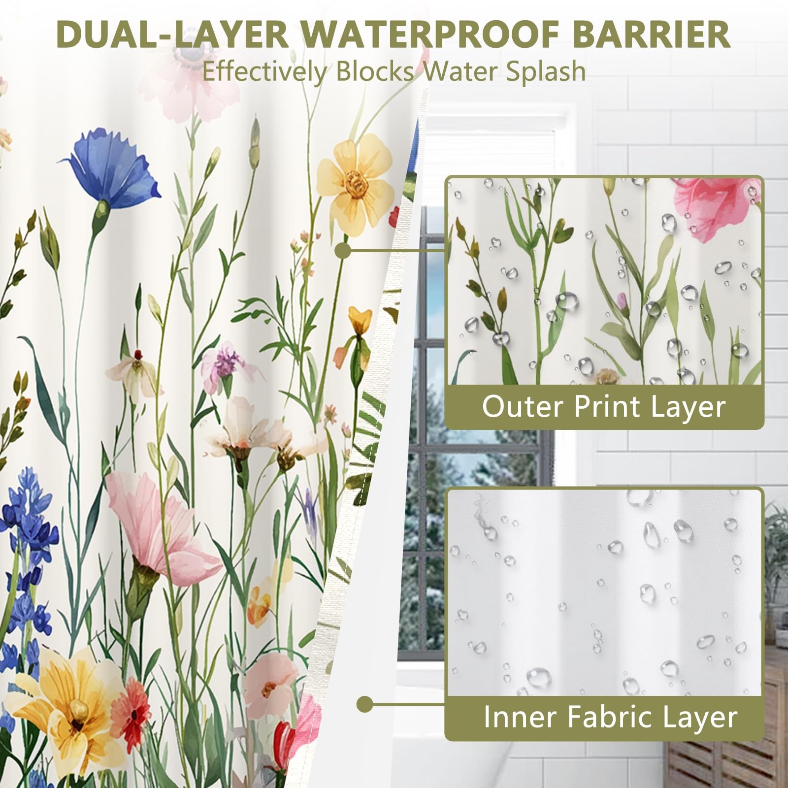 Custom Printed Bath Curtain — custom printed polyester bath curtain detail view