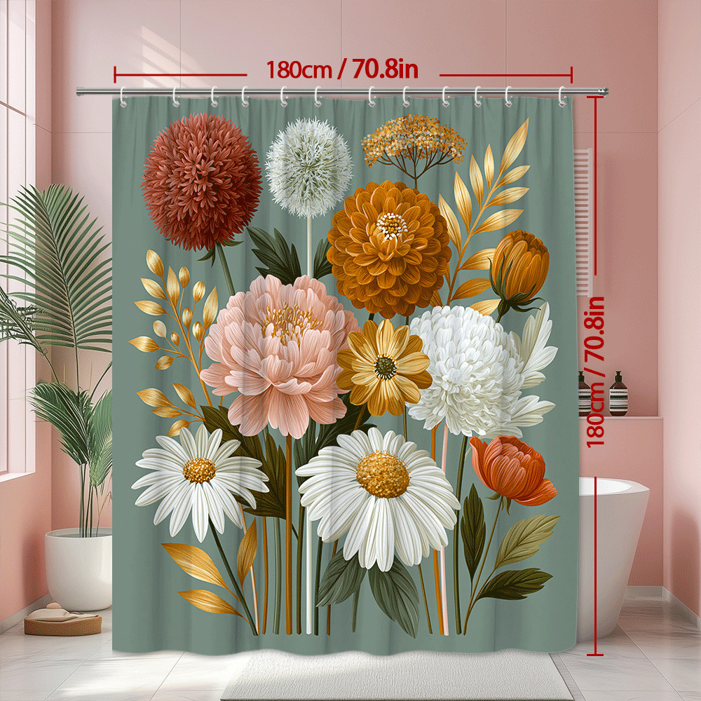 Custom Printed Bath Curtain — custom printed polyester bath curtain detail view