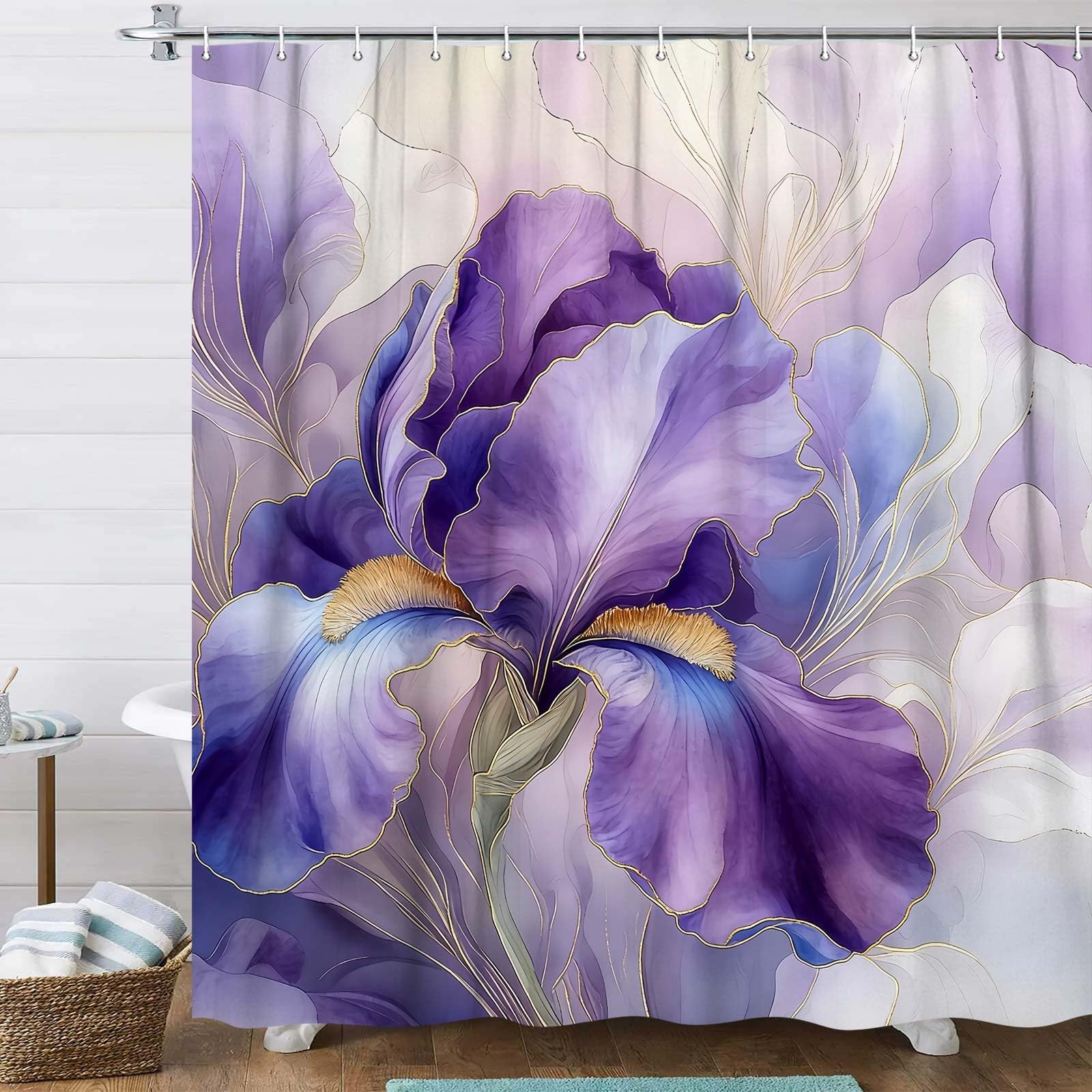 Custom Printed Bath Curtain — custom printed polyester bath curtain detail view