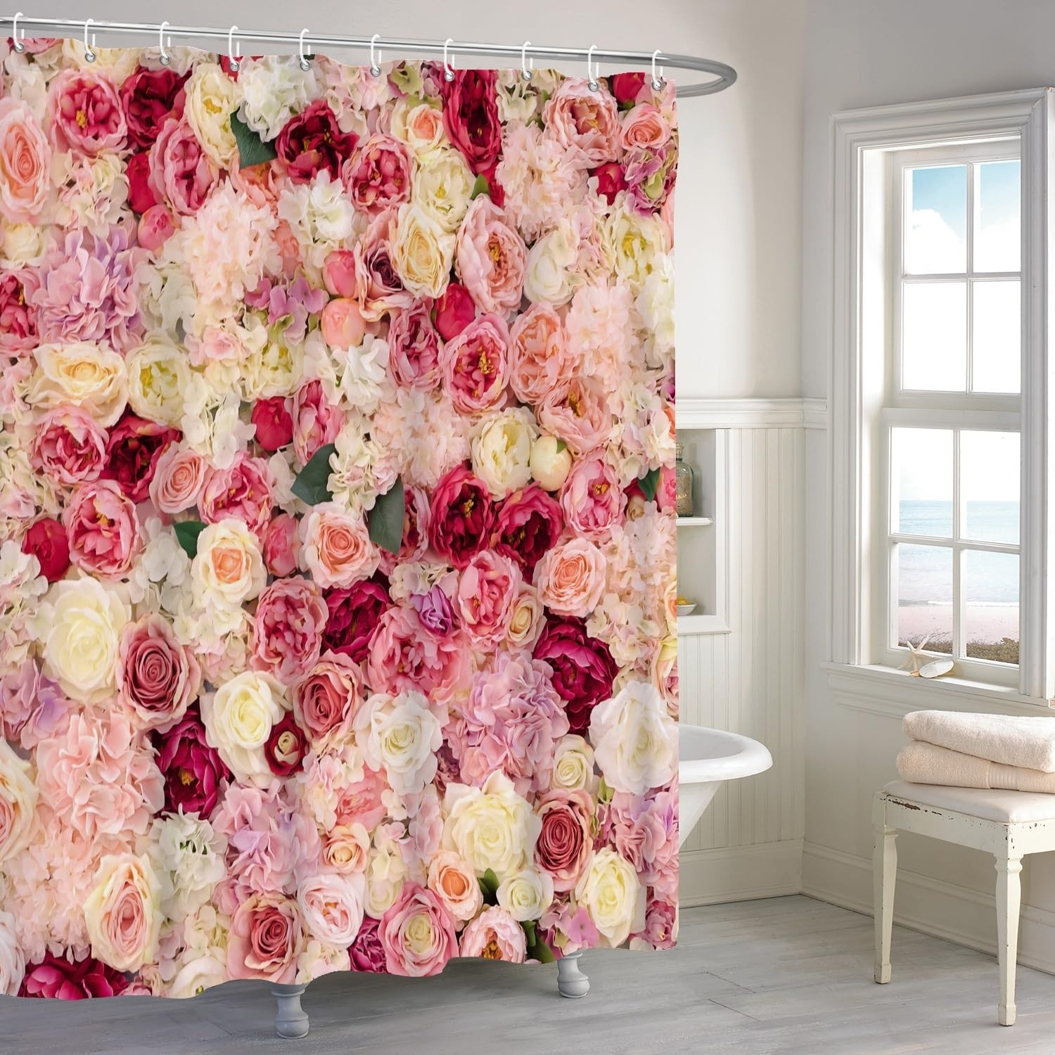 Custom Printed Bath Curtain — custom printed polyester bath curtain detail view