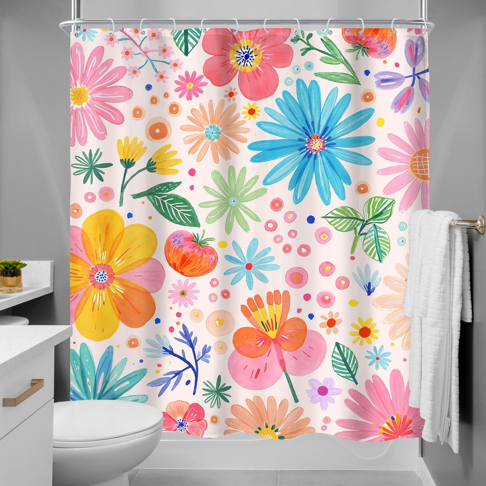Custom Printed Bath Curtain — custom printed polyester bath curtain detail view