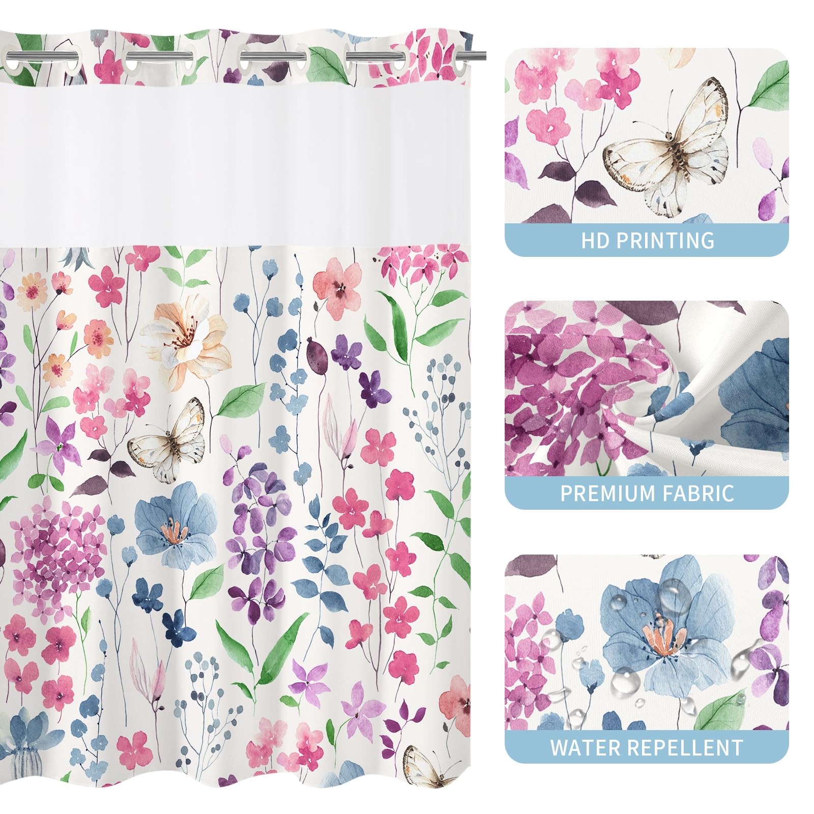 Custom Printed Bath Curtain — custom printed polyester bath curtain detail view