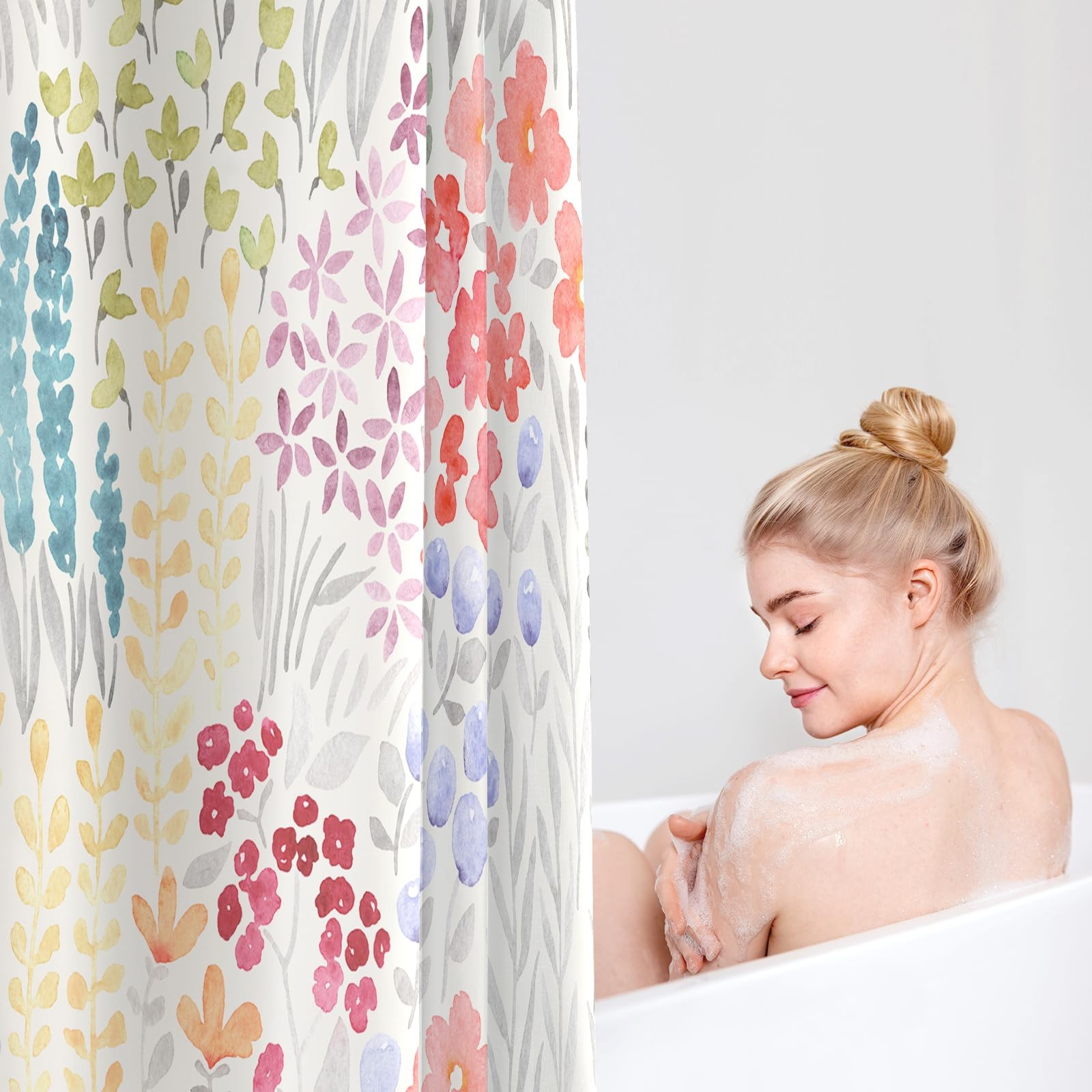 Custom Printed Bath Curtain — custom printed polyester bath curtain detail view