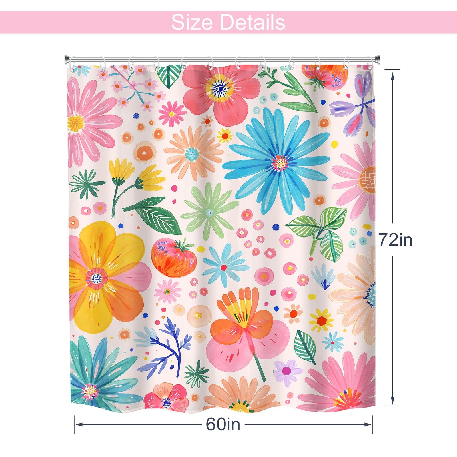 Custom Printed Bath Curtain — custom printed polyester bath curtain detail view