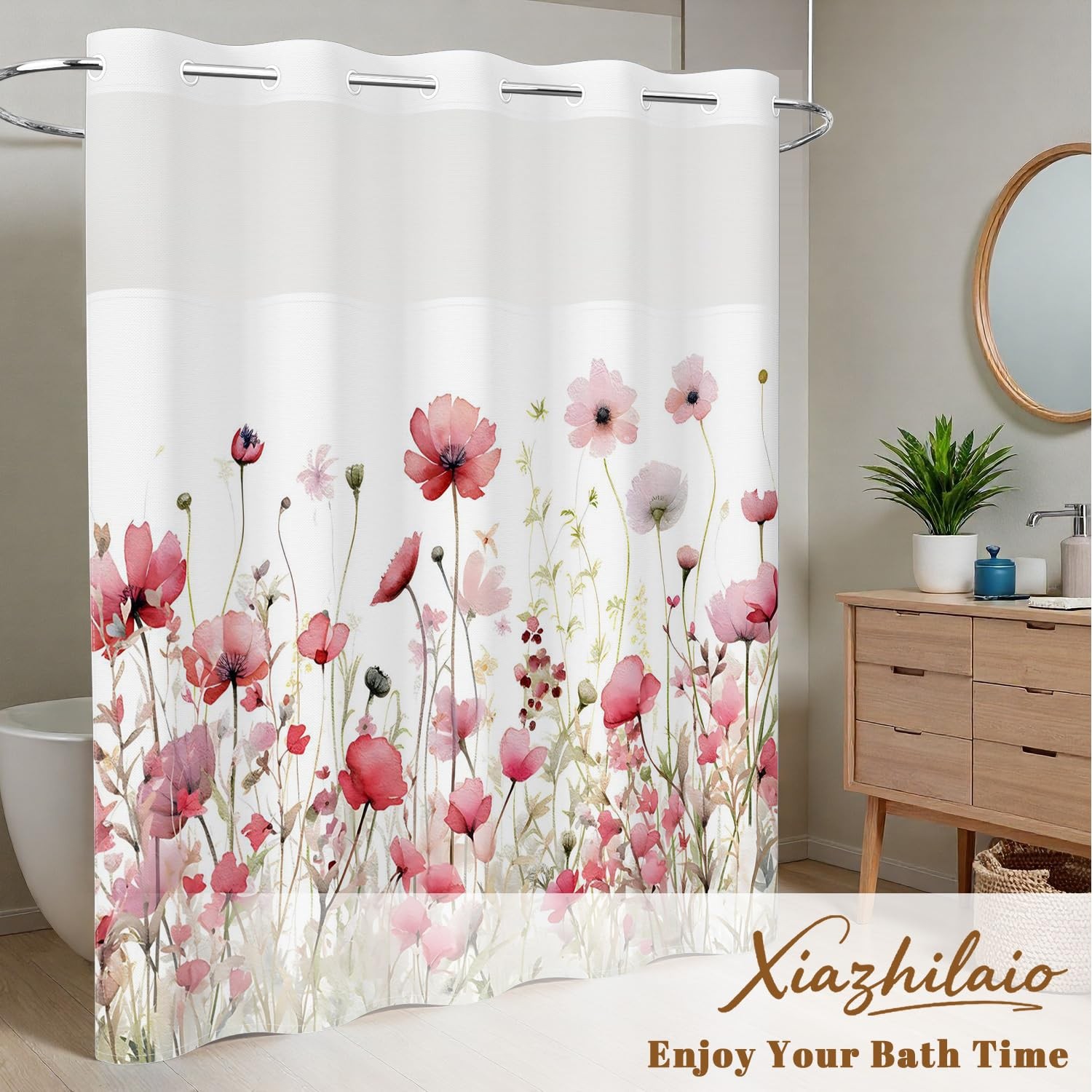 Custom Printed Bath Curtain — custom printed polyester bath curtain detail view