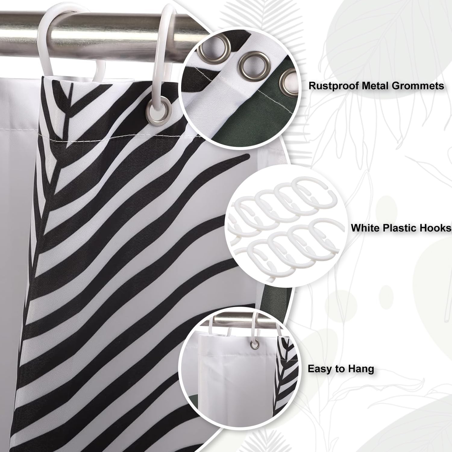 Custom Printed Bath Curtain — custom printed polyester bath curtain detail view