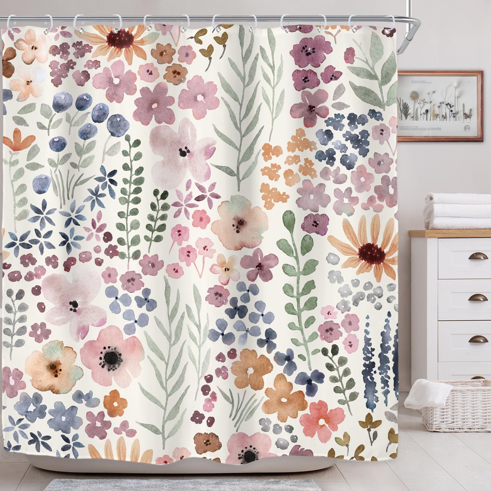 Custom Printed Bath Curtain — custom printed polyester bath curtain detail view