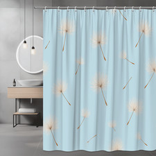 Blue Dandelion Shower Curtain Floral Print — custom printed polyester bath curtain