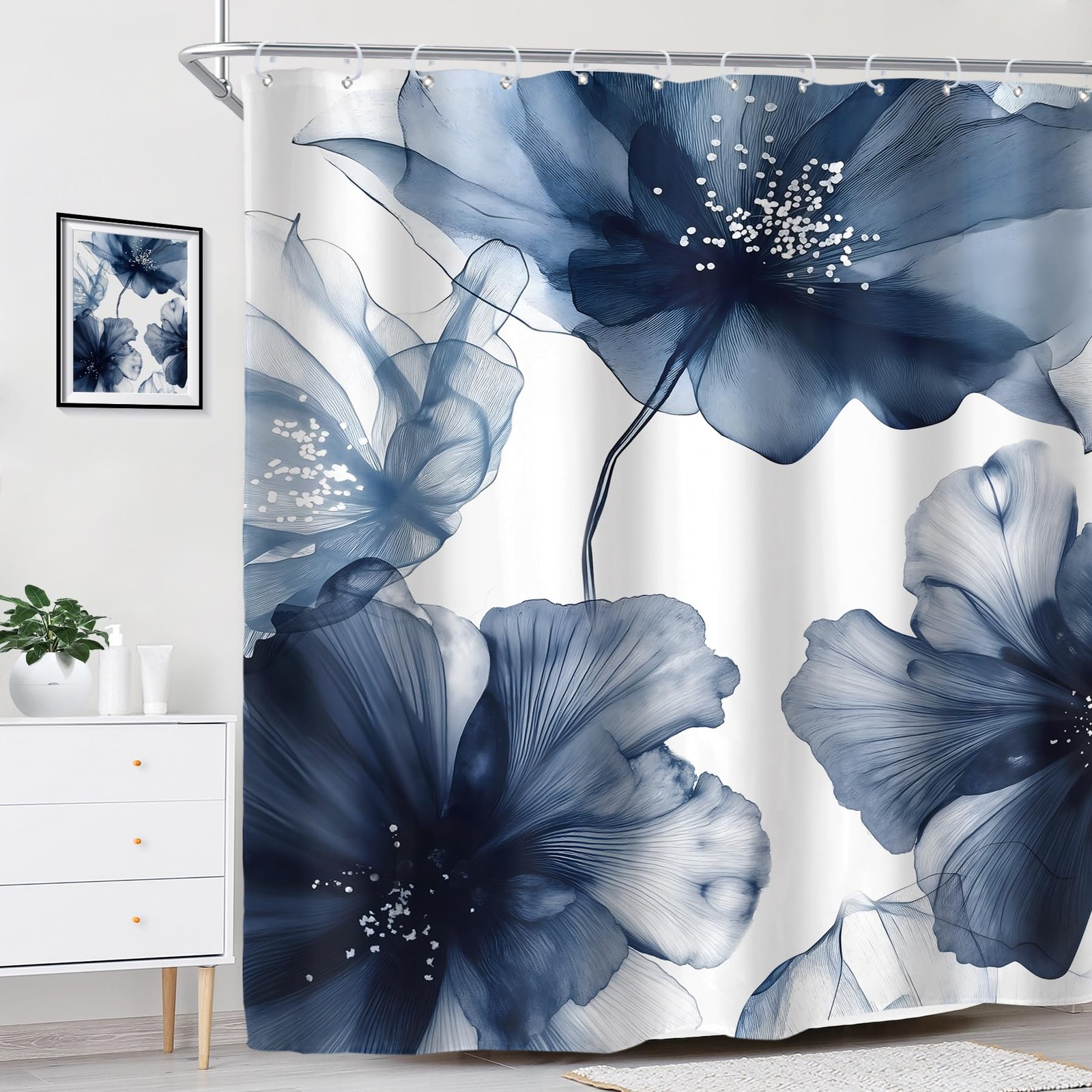 Custom Printed Bath Curtain — custom printed polyester bath curtain detail view