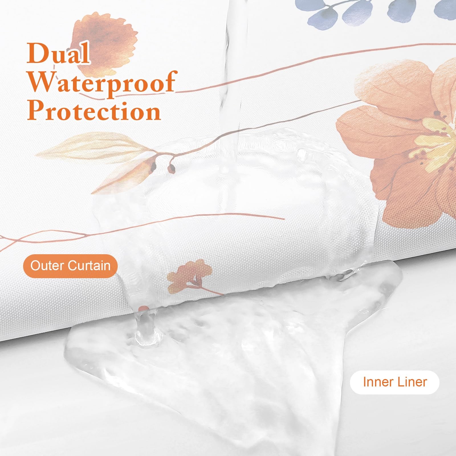 Custom Printed Bath Curtain — custom printed polyester bath curtain detail view