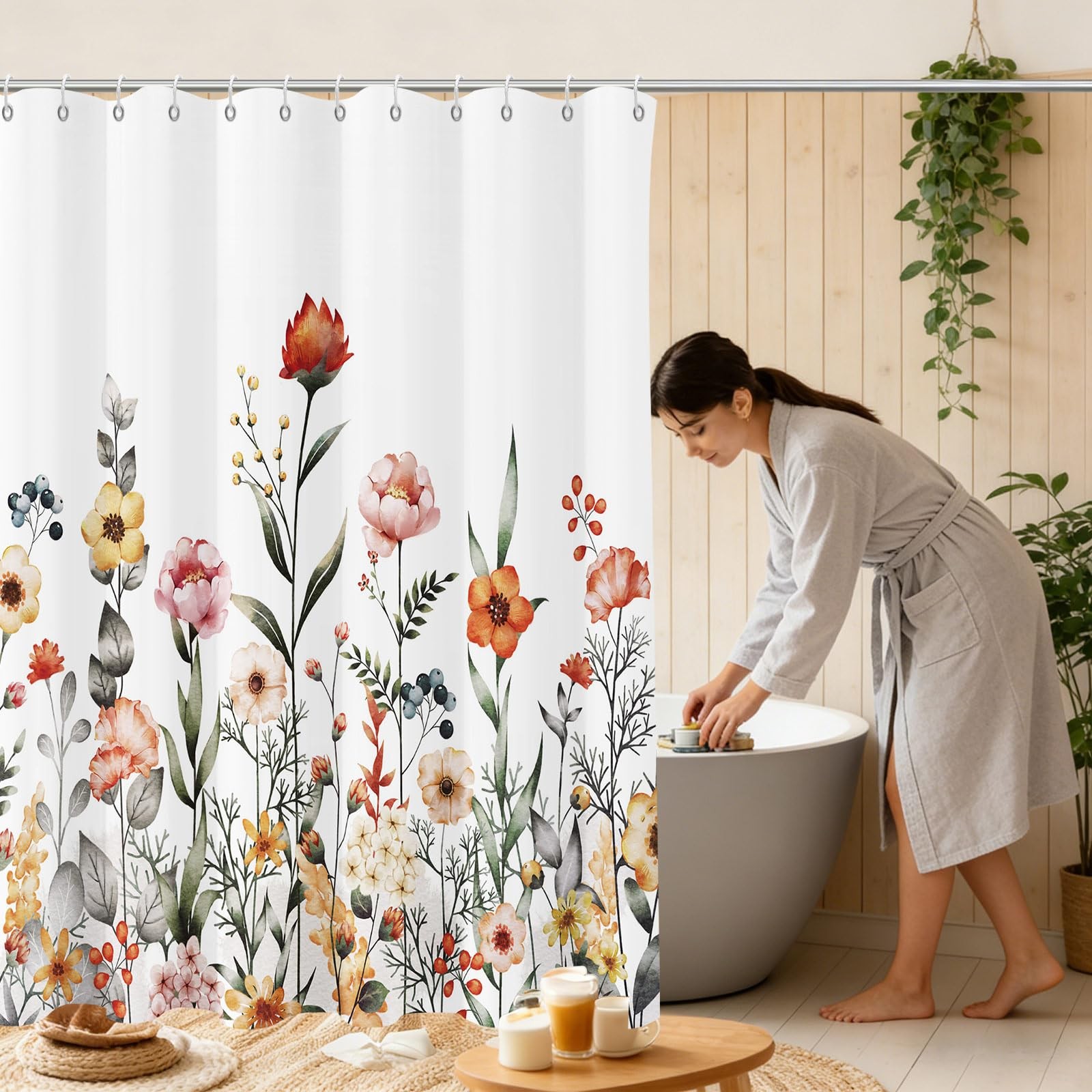 Custom Printed Bath Curtain — custom printed polyester bath curtain detail view